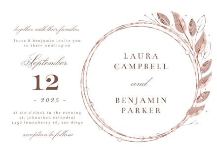 Rose gold geometric floral frames - wedding invitation