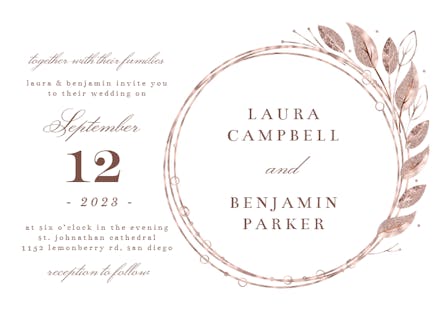 Rose Gold Geometric Floral Frames - Wedding Invitation
