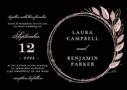 Rose gold geometric floral frames - wedding invitation