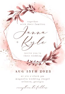 Rose Gold Geometric Floral Frames - Wedding Invitation