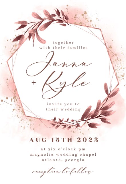 Rose Gold Geometric Floral Frames - Wedding Invitation