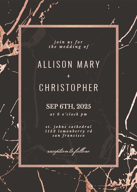 Rose gold marble - wedding invitation