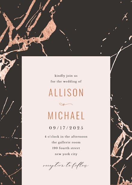 Rose gold marble - wedding invitation