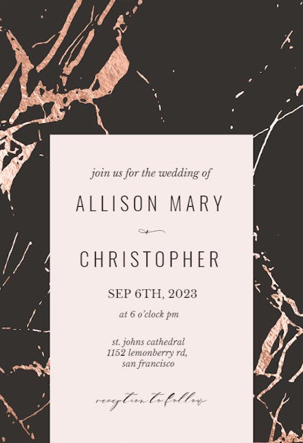 Rose Gold Marble - Wedding Invitation