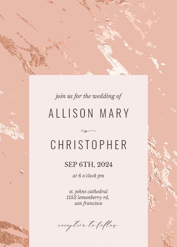 Rose gold marble - wedding invitation