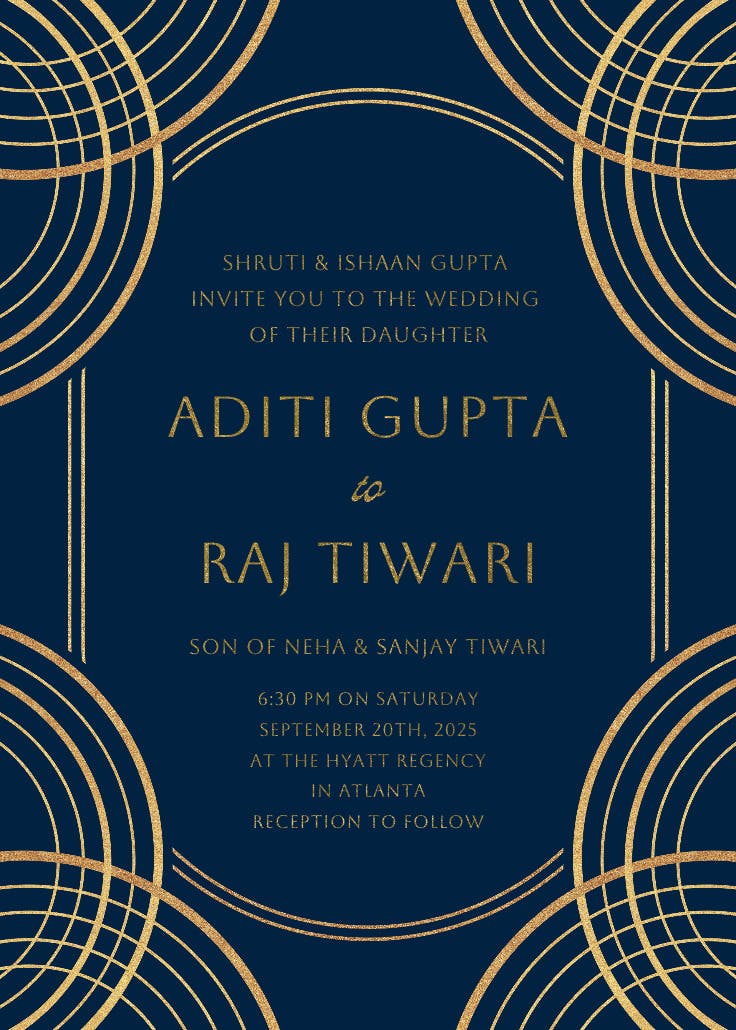 Royal arches - wedding invitation