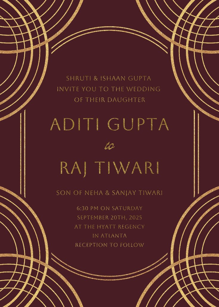 Royal arches - wedding invitation