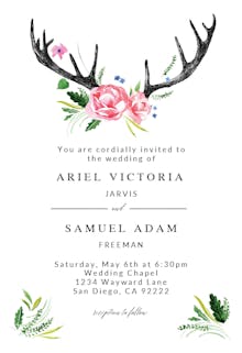 Rustic antlers - wedding invitation