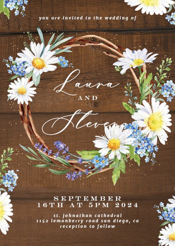 Rustic daisies - wedding invitation