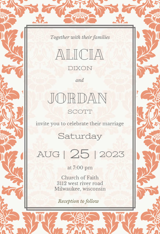 Green Vintage Textile - Wedding Invitation Template (free) | Greetings ...