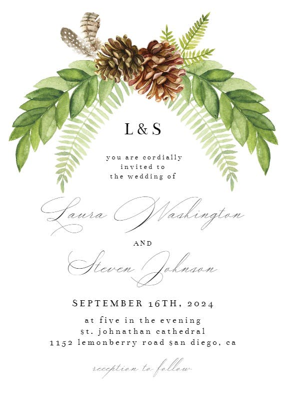 Rustic greenery - wedding invitation