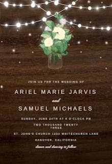 Rustic mason jar - wedding invitation