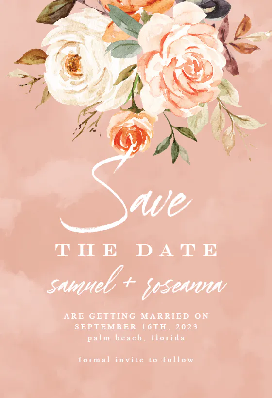 Rustic Roses - Save The Date Card Template | Greetings Island