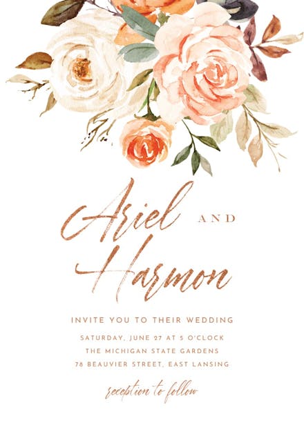 Rustic roses - wedding invitation