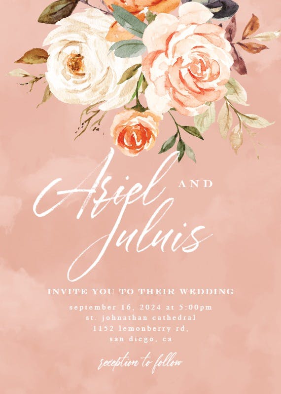 Rustic roses - wedding invitation