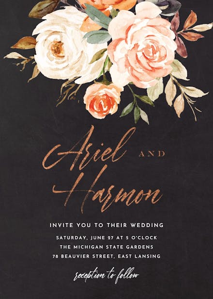 Rustic roses - wedding invitation