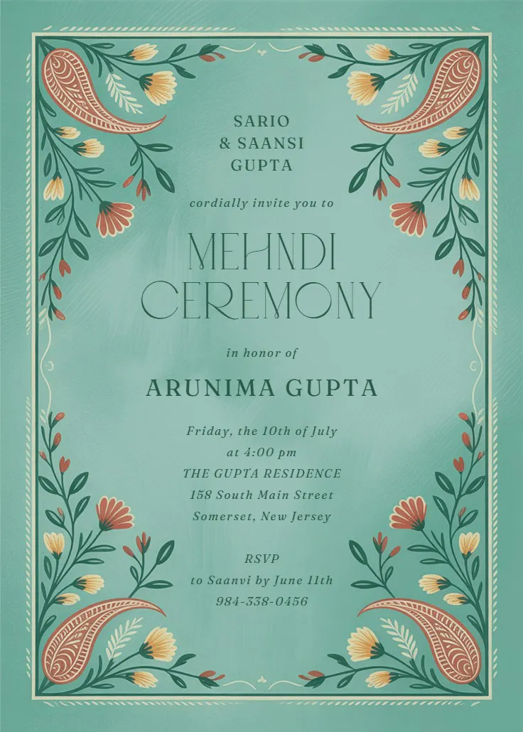 Sacred mehndi - wedding invitation