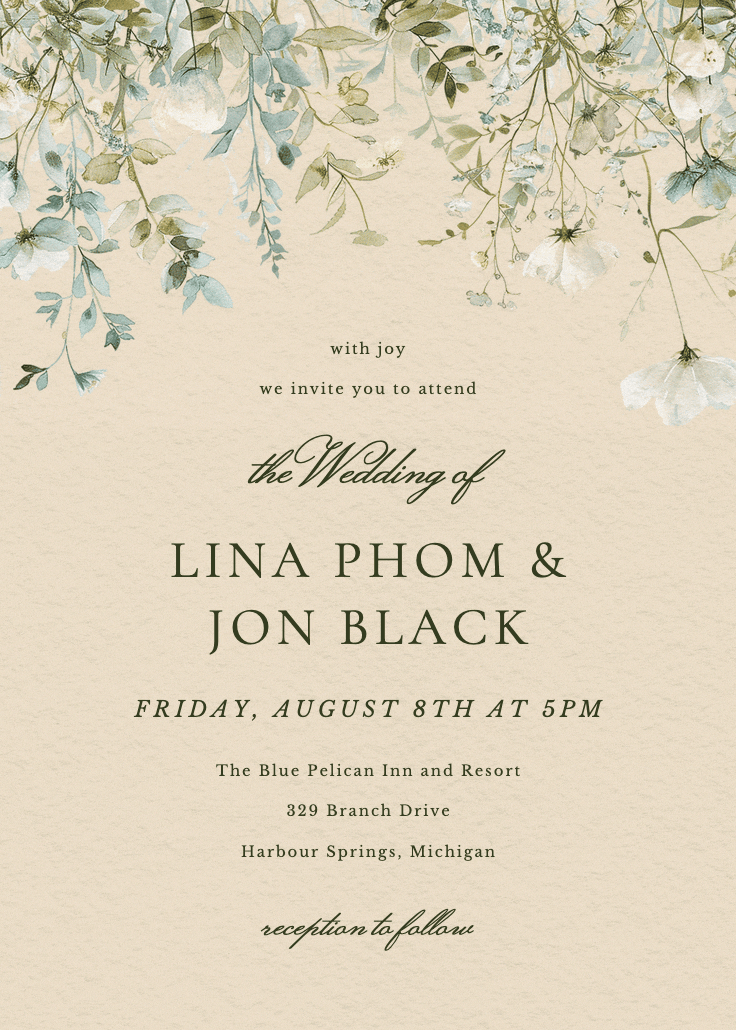 Sage leaves - wedding invitation
