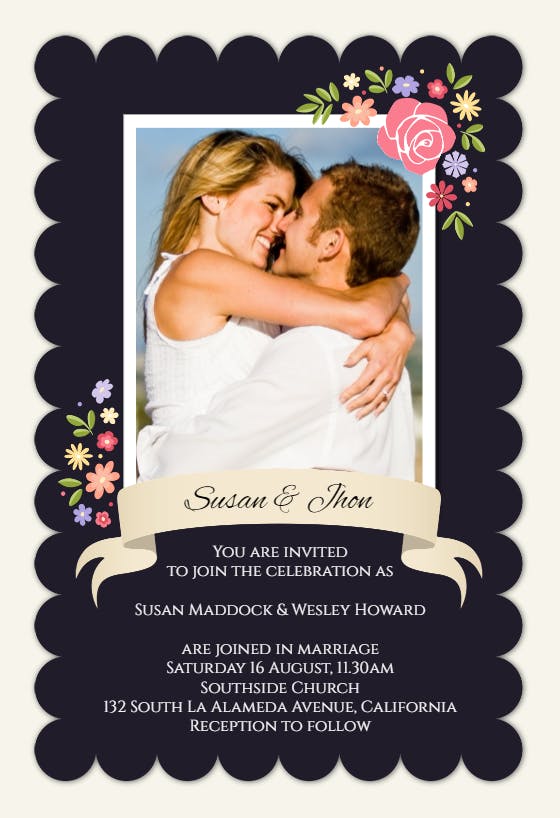 Scalloped edges photo - wedding invitation