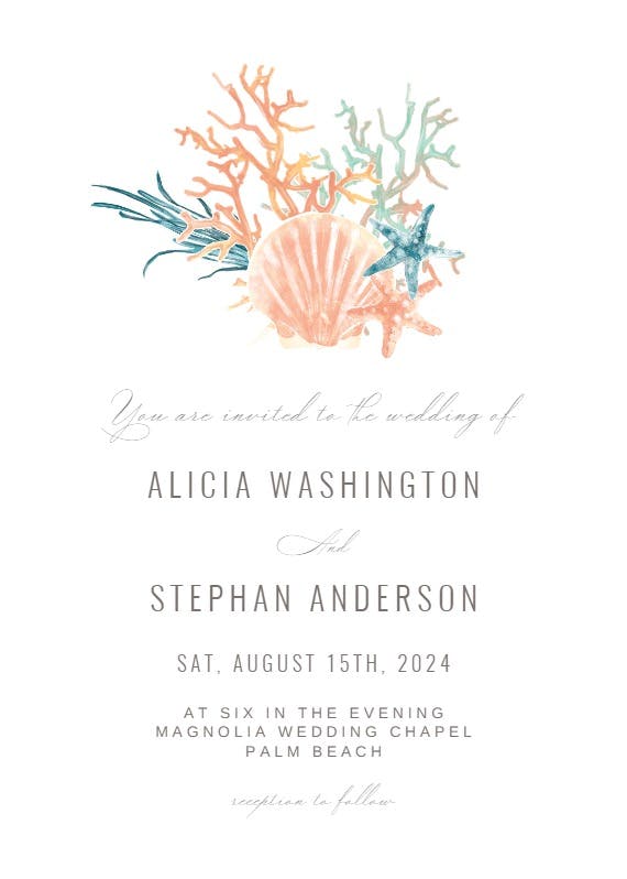 Sea coral - wedding invitation