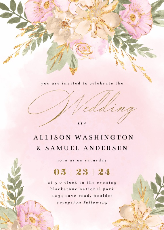 Shabby Chic Flowers - Wedding Invitation Template | Greetings Island