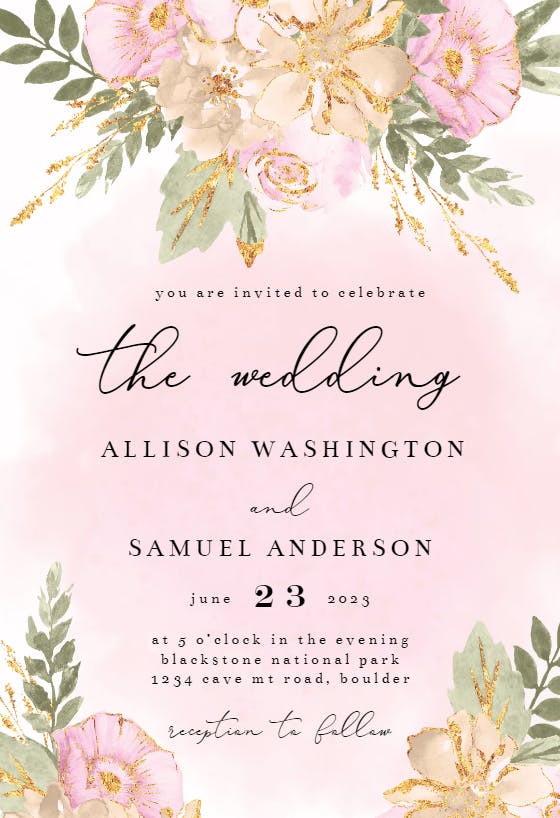 Shabby Chic Flowers - Wedding Invitation Template | Greetings Island