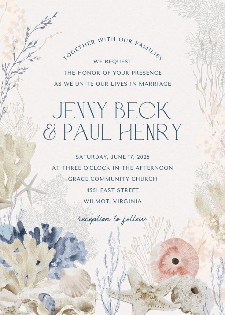 Shell sketches - invitación de boda