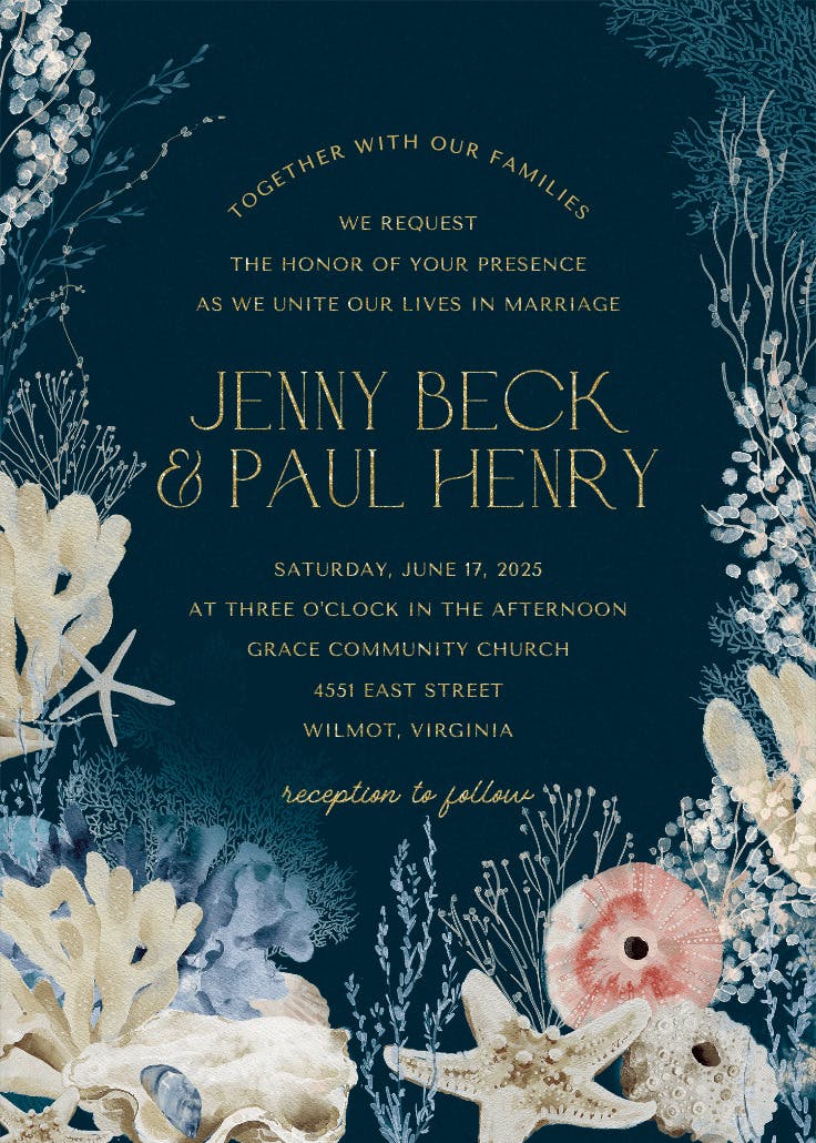 Shell sketches - wedding invitation