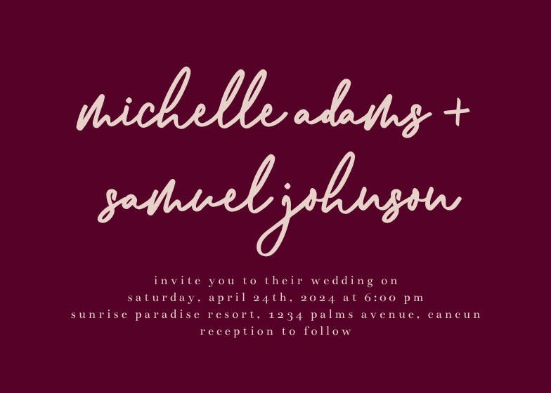Shellia typeface - wedding invitation