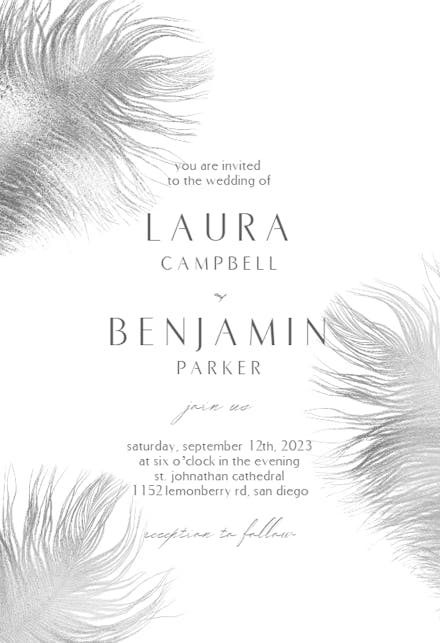 Shimmering Feathers - Wedding Invitation