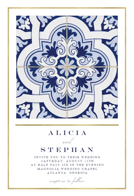 Sicilian tiles - wedding invitation