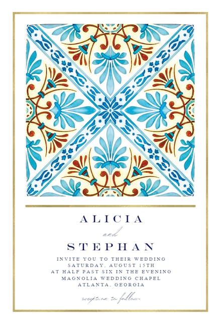 Sicilian tiles - wedding invitation