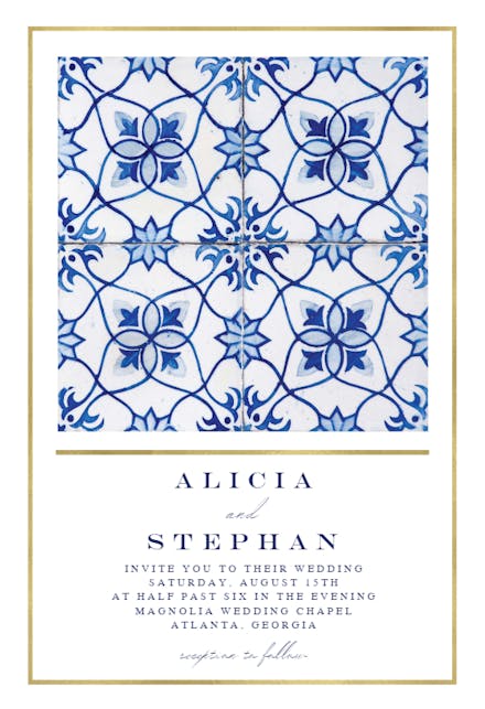 Sicilian tiles - wedding invitation