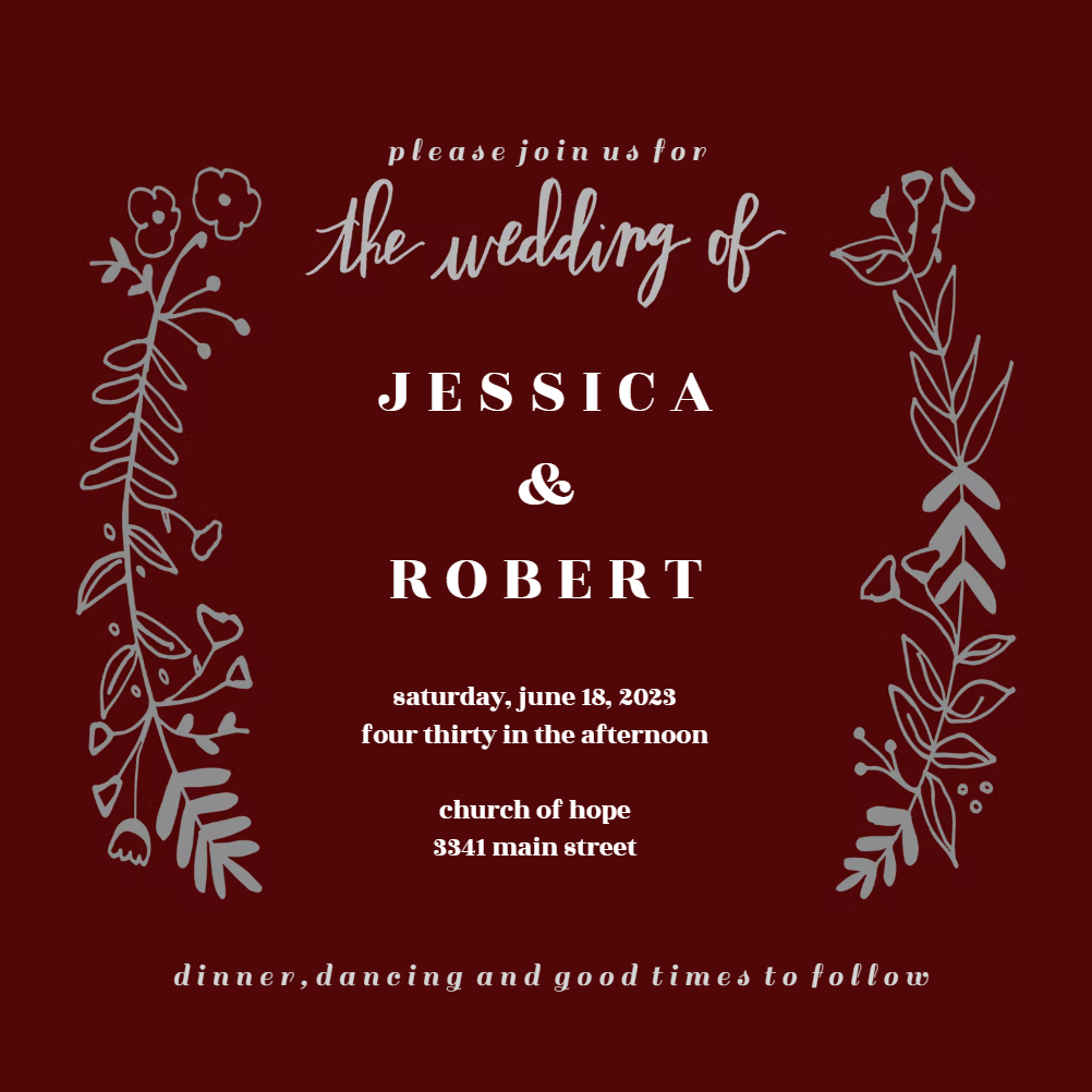 Side By Side Gold - Wedding Invitation Template (Free) | Greetings Island