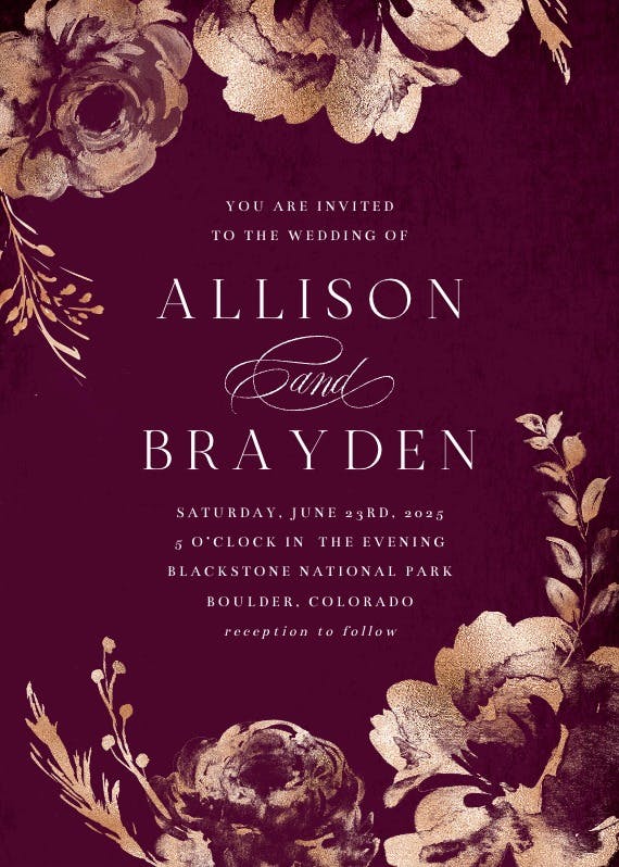 Simple burgundy blush - wedding invitation
