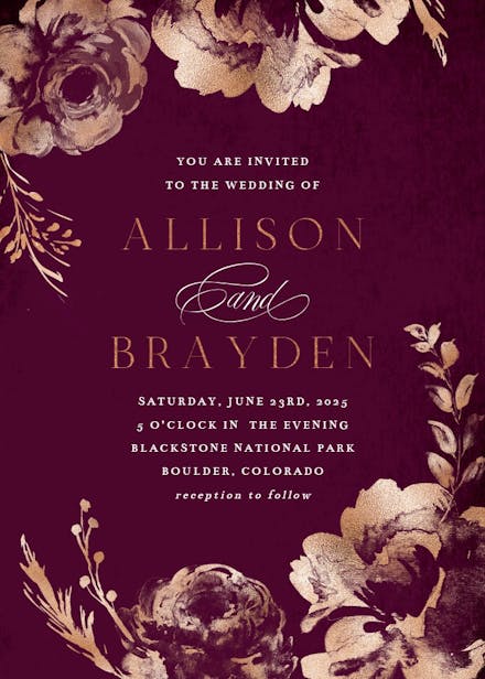 Simple burgundy blush - wedding invitation