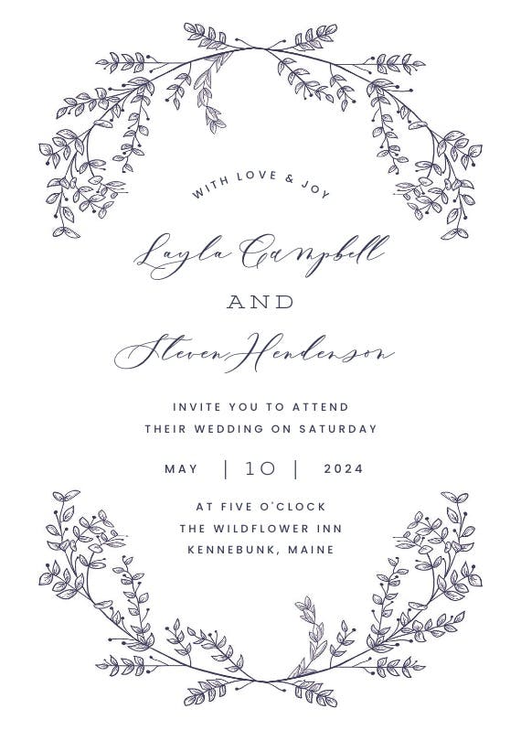 Simple foliage - invitación de boda