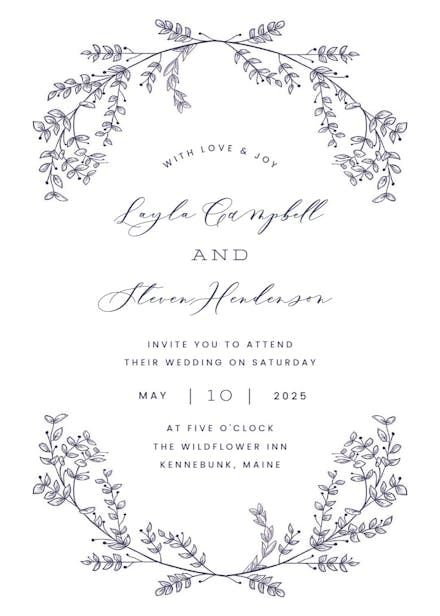 Simple foliage - wedding invitation