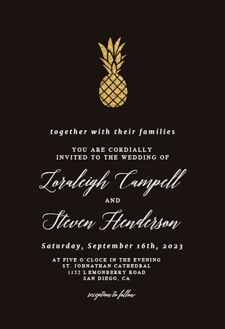 Simple Gold Pineapple - Wedding Invitation