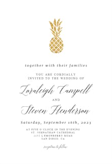 Simple Gold Pineapple - Wedding Invitation