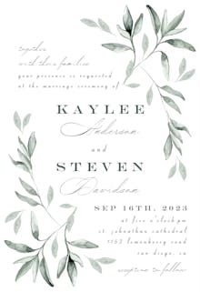Simple ivy and sage - wedding invitation
