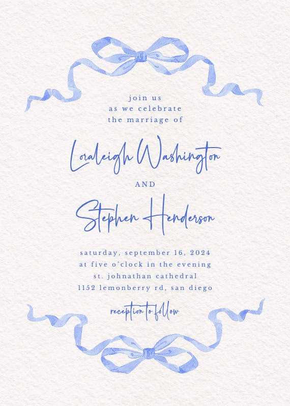 Simplistic ribbon - wedding invitation