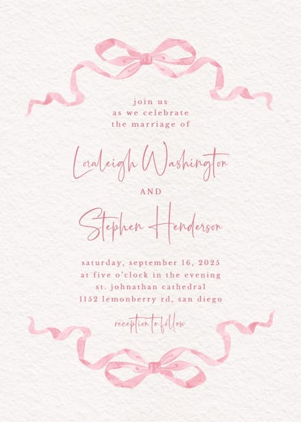 Simplistic ribbon - wedding invitation
