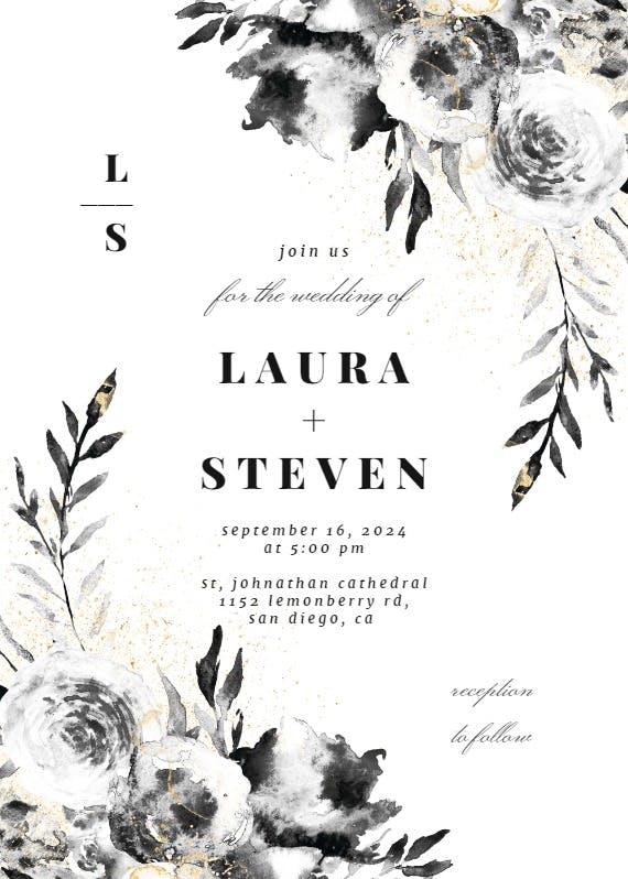 Smokey flowers - wedding invitation