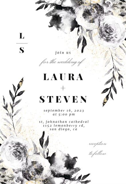 Smokey Flowers - Wedding Invitation