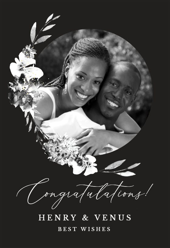 Smokey flowers - wedding congratulations card