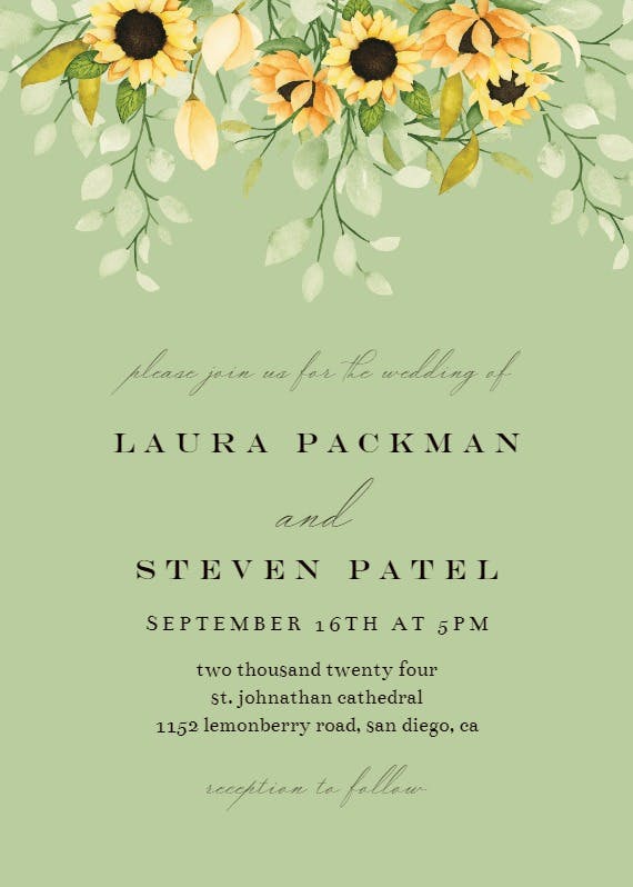 Soft pastel sunflower - wedding invitation