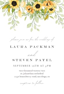 Soft pastel sunflower - wedding invitation