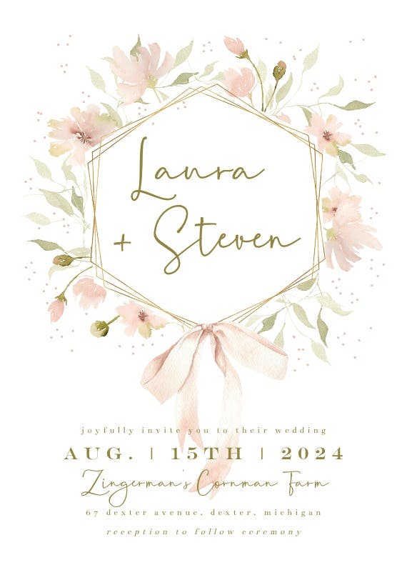 Soft romantic floral frame - wedding invitation