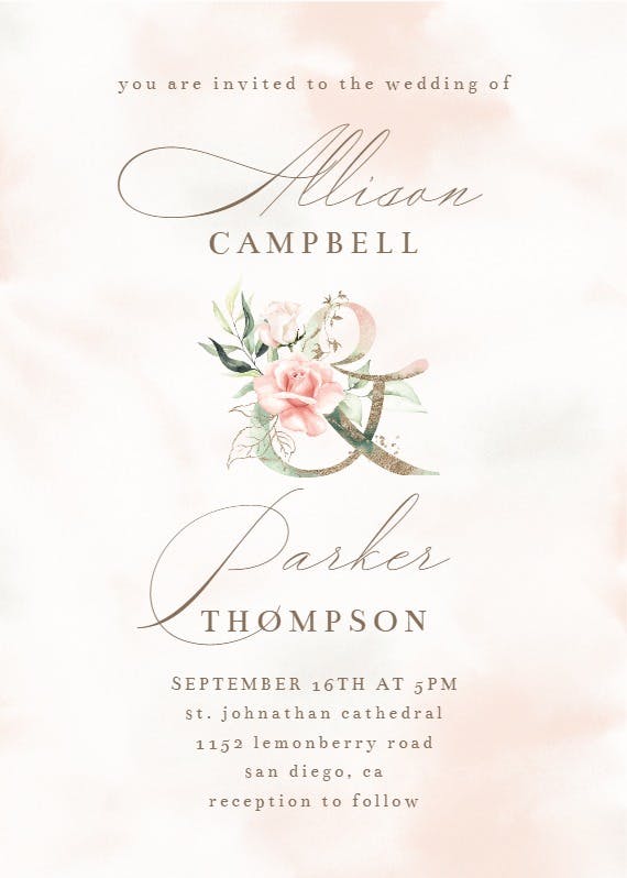 Soft roses -  invitación de boda